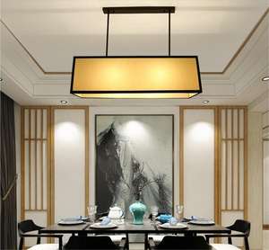 현대 간단한 북유럽 LED 샹들리에 새로운 중국 린넨 침실 직사각형 식당 앞 책상을위한 미국식 램프 - Product Image 2