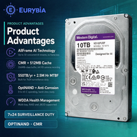 Disque dur interne d'entreprise WD Purple Pro WD102PURP 10 To 7200 tr/min SATA 6 Gbit/s 512 Mo 3,5 pouces pour serveur
