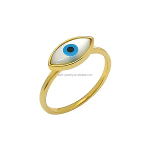 New Arrival au585 14k vàng trang sức vỏ ác ngón tay Nhẫn mắt cho phụ nữ