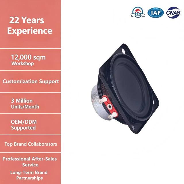 43mm Square Full Range Speaker 4Ohm 5W PU Surround Mylar Dust Cap Internal Magnet Mini Speaker Driver