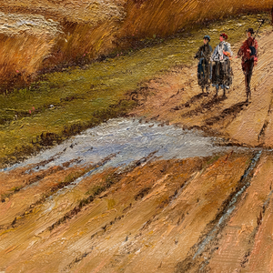 Pinturas al Óleo Clásicas Pintadas a Mano de 20x24 Pulgadas, Tres Personas en la Granja, Arte Fino, 100% Lienzo - Product Image 1