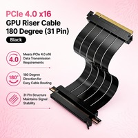 Câble d'extension de carte graphique PCIe 4.0 X16 en cuivre PVC à 31 conducteurs, 180 degrés, 64 Go/s, adaptateur flexible pour montage GPU inversé, PC MOD