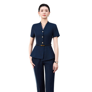 White Women's Summer Suit <b>Set</b> Short Sleeve Satin Breathable <b>Office</b> Lady Business Commute Uniform - Product Image 5