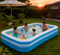 Nouvelle piscine gonflable rectangulaire bleue et blanche de 3 mètres pour adultes, enfants et nourrissons. Prise en charge de la personnalisation du client