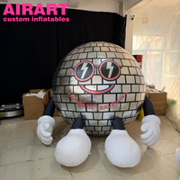 Ballon gonflable disco argenté en forme de dessin animé pour décoration musicale