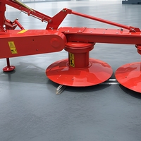 Tondeuse à deux disques à trois points, entraînée par prise de force, montée sur tracteur, pour la coupe d'herbe fourragère, avec amortisseur à ressort et engrenage fermé