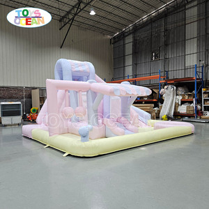 Tobogán Acuático Inflable con Temática de Dulces, <span class=keywords><strong>Parque</strong></span> Acuático Infantil para Jardín con Rociador y Piscina de Pelotas - Product Image 2