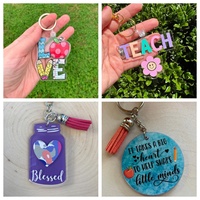 Porte-clés en acrylique imprimé coloré, porte-clés en plastique personnalisé imprimé recto-verso, fabricants de porte-clés en acrylique personnalisés