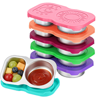 Boîte à lunch de qualité alimentaire de 5.3oz, récipient à condiments à 2 compartiments avec couvercles, récipient à collation pour sauce réfrigérée, voyage