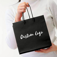 Emballage de vente au détail pour magasin de vêtements noirs de luxe personnalisé sac de transport sac à provisions en papier de boutique pour vêtements avec logo imprimé