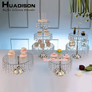 Huadison Catering Apparatuur Buffet Cake Dessert Party Cupcake Kristal Cake Stand Set Met Een Hoepel Krans