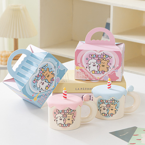 Mug à thé en céramique rose avec motif de chien mignon de dessin animé, cadeau de Noël, 380 ml, 12 oz, tasse à boire, tasse Mate, tasse à café réutilisable - Product Image 1