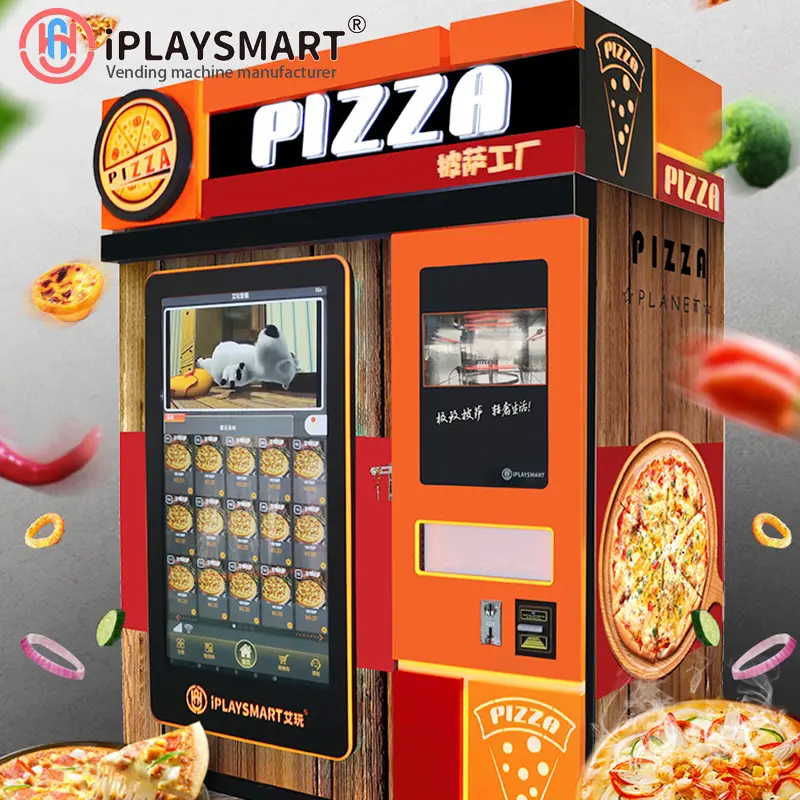 Get a public automatic pizza dispenser auto pizza maker cone pizza vend machine for hot food low cost industrial guangzhou