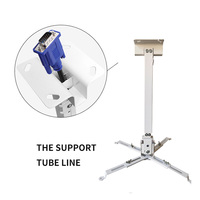Support de montage mural/plafond pour projecteur, en acier inoxydable blanc, tube carré, longueur réglable 43-65 cm, inclinable et rotatif, angle de 30°