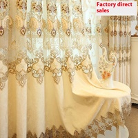Usine En Gros De Luxe Beige Européenne Salon Rideaux Grand Creux ForImitation Soluble Dans L'eau Broderie Fleur Cantonnières