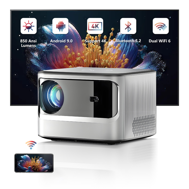 Ultra 4K Pro Android 9 LED Projector with Short Throw Portable for Classroom & Business Use 1080P Resolution