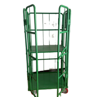 Palette logistique pliable en fer, cage de stockage à 4 côtés, chariot roulant emboîtable avec roues de 5 pouces, capacité de 500 kg, revêtement en poudre