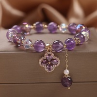 Échantillons gratuits, perles d'améthyste personnalisées de haute qualité, pendentif en cristal, breloques élastiques, bracelet, bijoux