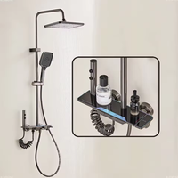 Système de douche mural de luxe 4 fonctions avec pommeau de pluie, robinetterie de bain à jet doux, ensemble de douche pour appartement et hôtel