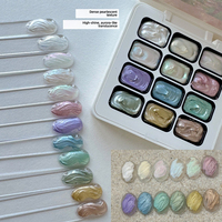 ODM OEM Gel de transfert pour plaque en acier, gel satiné perlé 12 grilles, gel jacquard, gel pour effet œil de chat, fournitures professionnelles pour salon de manucure