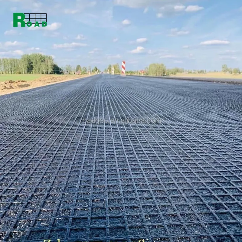 Bitumen lapisan Paving jalan bahan Fiberglass Geogrid