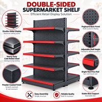 Étagère de supermarché double face avec panneau perforé, présentoir de vente au détail, étagère d'îlot pour épicerie, étagères métalliques réglables pour magasin