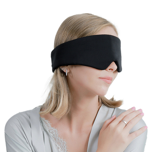 Vente en gros de masque pour les <span class=keywords><strong>yeux</strong></span> en soie simulée de luxe sensation de froid nouveau style <span class=keywords><strong>Patch</strong></span> pour le sommeil doux hommes femmes sangle élastique ombre de voyage tricot noir - Product Image 2