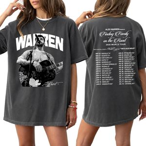 เสื้อยืดทัวร์ Alex Warren 2026 สำหรับผู้หญิง ผ้าฝ้ายเจอร์ซีย์ 100% พิมพ์ลายโลโก้ ทรงปกติ ชุดคอนเสิร์ต สไตล์ดนตรี สีดำ - Product Image 1