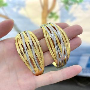 JXX Women's <b>Fashion</b> Gold-Plated <b>Cuff</b> <b>Bracelet</b> with Two-Tone Zircon Elegant Bangles with Stylish Two-Tone Zircon for Women - Product Image 2