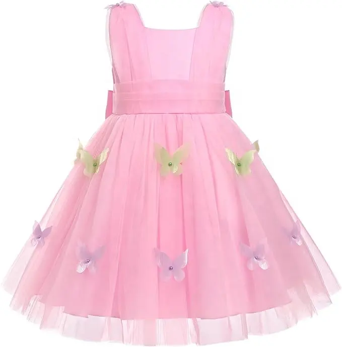 Vestido tutu de festa para meninas, vestido de princesa com borboleta 3D para meninas, vestido de festa especial para meninas, personalizado