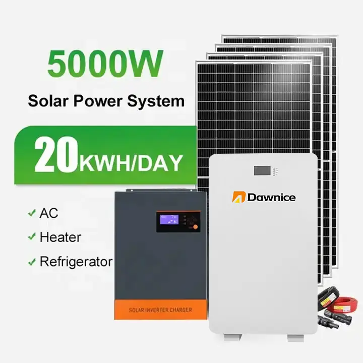 Dawnice Offgrid पूरा 3Kw 5KW 10kw 15KW 20kw 30kw संकर ऊर्जा भंडारण बिजली व्यवस्था बंद ग्रिड सौर पैनल प्रणाली किट घर के लिए