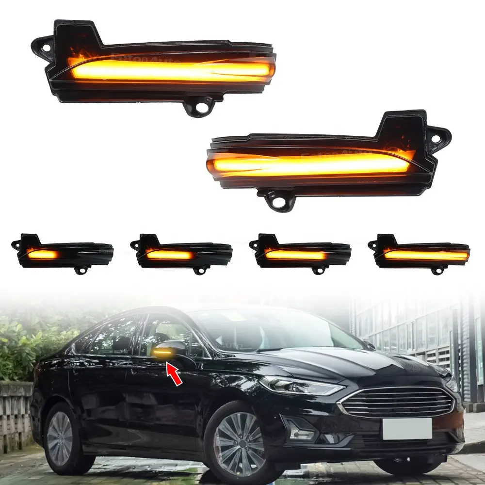 Lampu LED indikator sinyal belok cermin, lampu mata dinamis berurutan untuk FORD Mondeo Fusion 13-20 versi AS