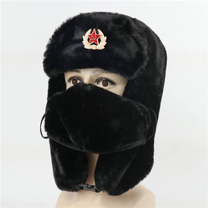Sombreros soviéticos rusos piel de conejo artificial <span class=keywords><strong>Ushanka</strong></span> sombrero de invierno para clima frío para hombres con estrella roja soviética - Product Image 5