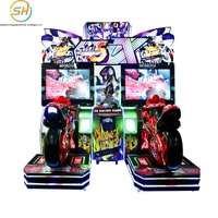 Machine de jeu de course de motos dynamique à grande échelle, équipement de course de luxe pour arcade, jeu d'arcade compétitif à monnayeur