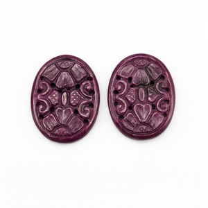 Piedras Preciosas Talladas con Motivos Florales de Rubí (Par) Ideales para Colgantes o Conjuntos de Pendientes Personalizados - Historia, Simbolismo y Atractivo Moderno - Product Image 3