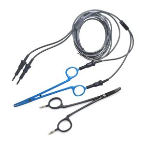 Kabel <span class=keywords><strong>Forceps</strong></span> Bipolar yang Dapat Digunakan Kembali untuk Soket Banana 4mm ke Soket Banana 4mm, Konektor Banana 4mm, Ujung Poles Anti Lengket, Gunting ESU - Product Image 1