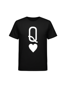 T-shirt da donna con stampa Q Heart, manica corta, girocollo, 100% cotone, casual, per tutte le stagioni, outfit per San Valentino - Product Image 1