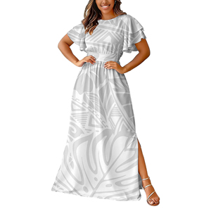 <span class=keywords><strong>Abito</strong></span> <span class=keywords><strong>Lungo</strong></span> da Donna con Spacco e Maniche Corte, Design White Sunday 2026, Alta Qualità Polinesiana, Vita Alta e Allacciatura, Ideale per Dropshipping - Product Image 5