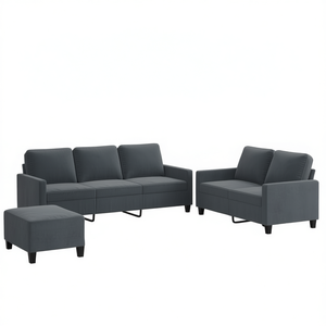 Set Divano in Velluto Grigio Scuro 100% Poliestere Arredamento Soggiorno Stile Moderno Contemporaneo - Product Image 1