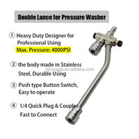 Offre Spéciale nettoyeur haute pression double Lance Valve accessoire lavage de voiture tige d'extension pulvérisation outils de lavage de voiture pistolet tige d'extension
