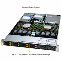 Serveur en rack Supermicro SYS-122H-TN 1U double Intel Xeon 6, 8 baies NVMe SAS SATA PCIe 5.0 pour Cloud HPC