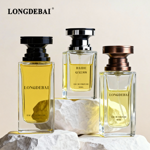 New Arrival Custom clear 30ml 50ml 100ml Square Empty Crimp Pump Sprayer Perfume Glass <b>Bottle</b> with Lid - Product Image 1