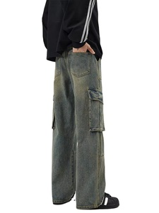 <span class=keywords><strong>Jeans</strong></span> Cargo personalizzati da uomo pantaloni larghi larghi a gamba dritta <span class=keywords><strong>con</strong></span> ampia tasca stile stile <span class=keywords><strong>Jeans</strong></span> <span class=keywords><strong>Jeans</strong></span> da uomo - Product Image 3