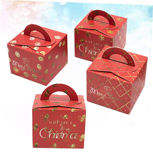 8326 boîtes d'emballage de pomme rouge de forme carrée bon marché en gros avec poignées pour la veille de Noël facile à assembler boîtes de pomme de Noël - Product Image 4
