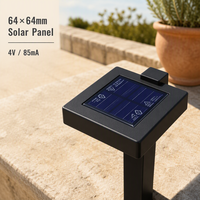 Lampe solaire d'extérieur noire pour chemin, LED SMD 20LM 3000K, panneau 64x64mm, 14430, batterie lithium 3.2V 400mAh, 64.8cm, lampe de jardin