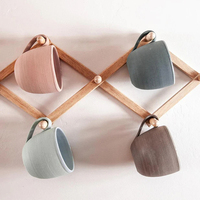 Tazas de Café Modernas Personalizadas de Gres Mate, Ecológicas, Aptas para Lavavajillas y Microondas, con Agarre, Color y Logotipo Personalizados para Bodas