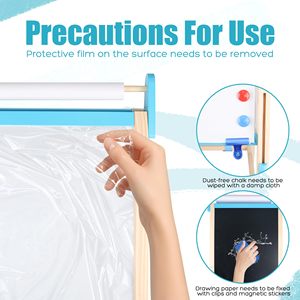 Caballete de Arte Decorativo de Madera con Altura Ajustable, Pizarra Magnética de Doble Cara y Pizarra de Tiza con Rollo de Papel y Kit de Arte <span class=keywords><strong>para</strong></span> el <span class=keywords><strong>Hogar</strong></span> - Product Image 2