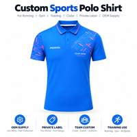 Polo de sport personnalisé pour la course et l'entraînement, motif bleu, haut d'équipe pour clubs, marque privée, fourniture OEM, faible MOQ