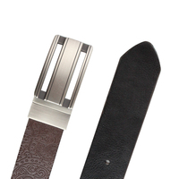 Ceinture pour homme en cuir PU de haute qualité, motif embossé élégant, sangle entière avec boucle en alliage rotative.