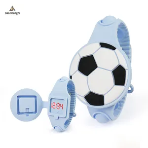 어린이를위한 축구 모양 시계 실리콘 LED 디지털 시계 학습 시간 만화 어린이 어린이를위한 디지털 Led 시계